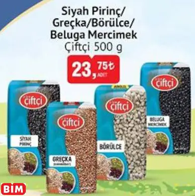 ÇİFTÇİ SİYAH PİRİNÇ/ GREÇKA/ BÖRÜLCE/ BELUGA MERCİMEK